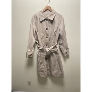 Loft Women Trench Coat Size 18 Beige Single Breasted Belted Preppy Outdoor Layer
